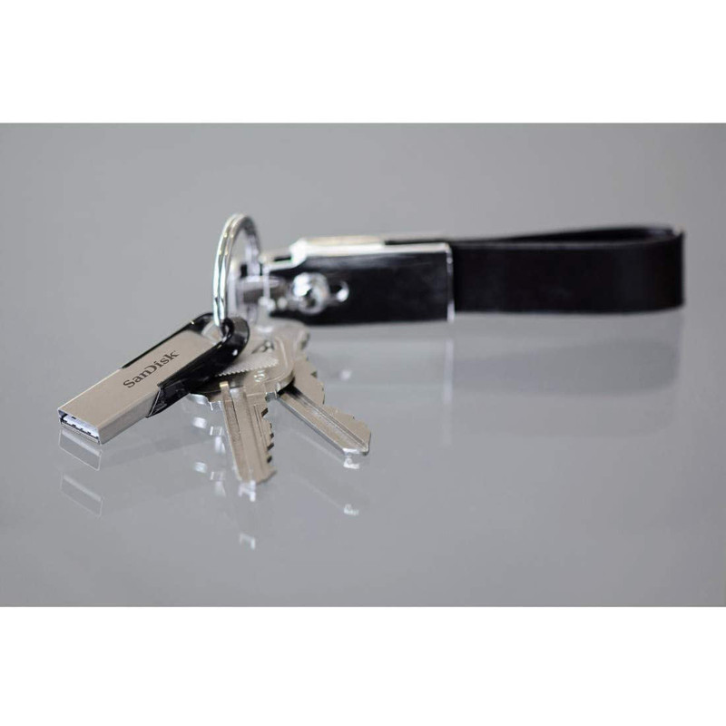 فلش مموری سن دیسک Ultra Flair CZ73 ظرفیت 64 گیگابایت با رابط USB 3.0 و بدنه فلزی مقاوم، سرعت انتقال 150 مگابایت بر ثانیه و سازگار با انواع سیستمعاملها و دستگاهها