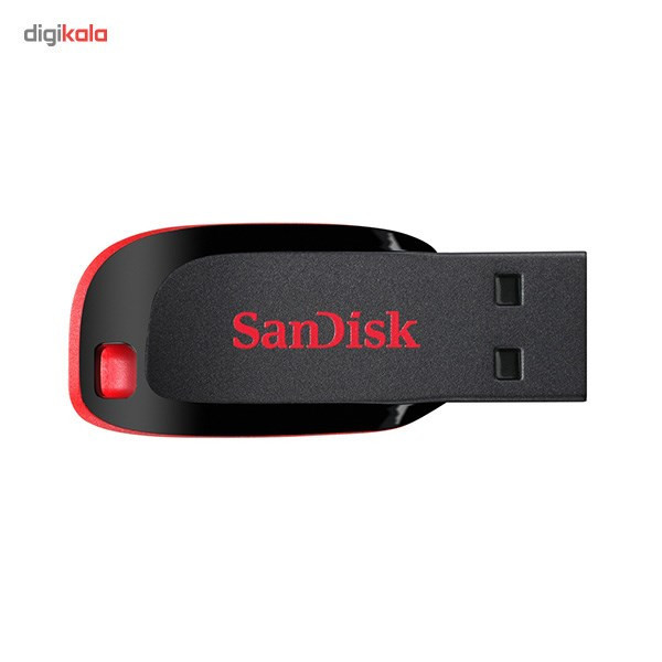 فلش مموری 64 گیگابایت سن دیسک مدل Cruzer Blade CZ50 با رابط USB 2.0، بدنه مات مقاوم در برابر اثر انگشت، قابلیت رمزگذاری نرمافزاری و شیار اتصال بند