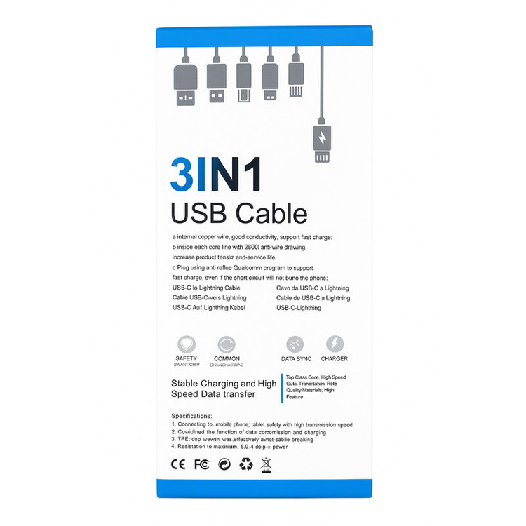 کابل تبدیل USB به micro USB / USB-C / لایتنینگ سمگپرس مدل دیتا پلاس طول یک متر