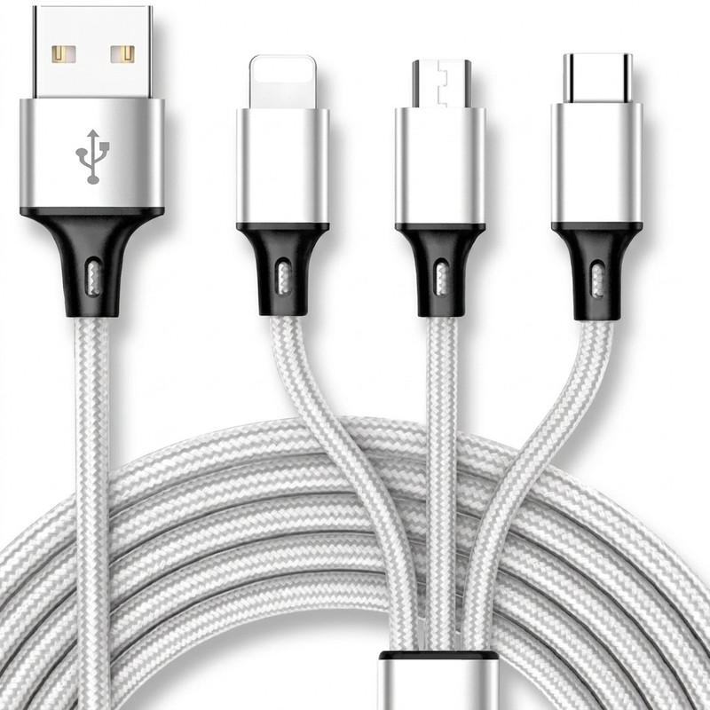 كابل تبدیل USB به  لايتنينگ /micro USB/USB-C سمگپرس مدل توربو شارژ طول 1 متر