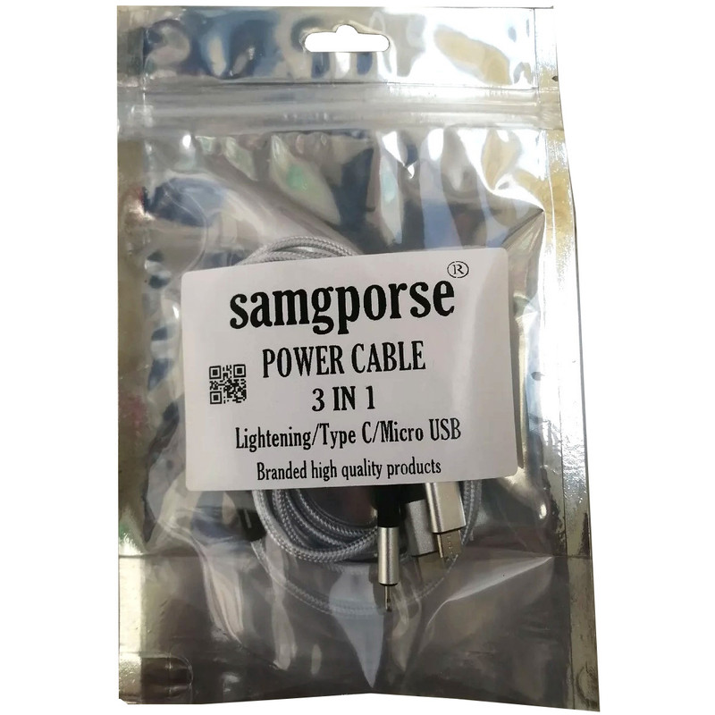 كابل تبدیل USB به لايتنينگ /micro USB/USB-C سمگپرس مدل توربو شارژ طول 1 متر