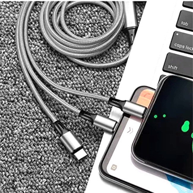 كابل تبدیل USB به لايتنينگ /micro USB/USB-C سمگپرس مدل توربو شارژ طول 1 متر