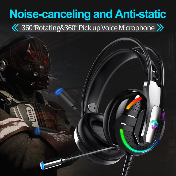 هدست گیمینگ مدل RGB-A18 بدون قابلیت نویز کنسلینگ، جک 3.5 میلیمتری صدا، دارای میکروفون با قابلیت چرخش، کلید افزایش و کاهش صدا، چراغ LED
