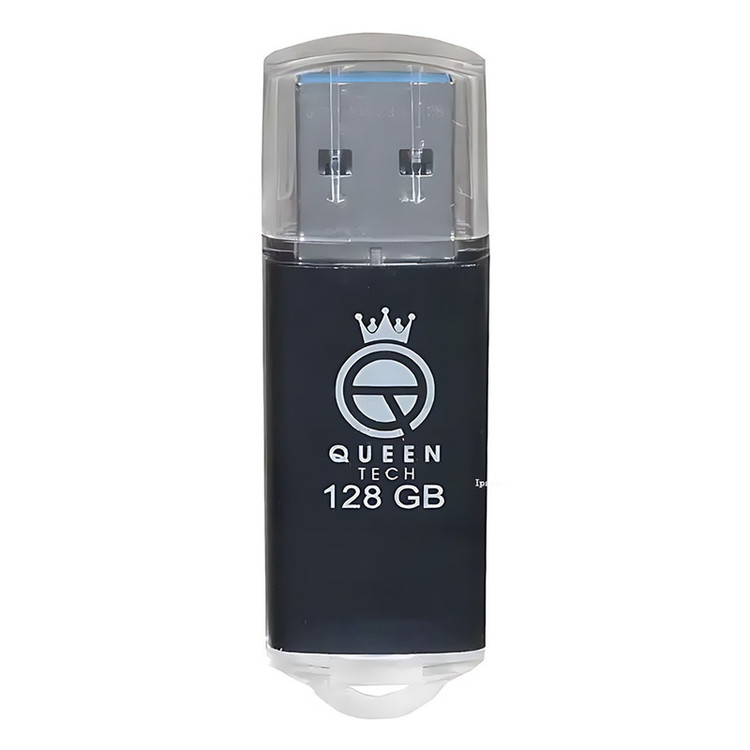 فلش مموری کوئین تک مدل QUICK ظرفیت 128 گیگابایت با رابط USB 2.0 و درپوش محافظ، سازگار با ویندوز، مک، تلویزیون، تبلت و گوشی موبایل