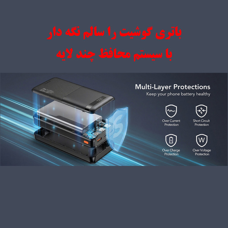 پاوربانک 22.5 وات ریمکس مدل RPP‑770 ظرفیت 30000 میلی آمپر ساعت