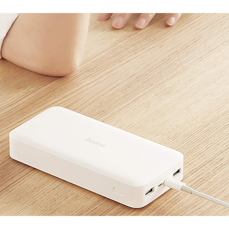 پاوربانک 18 وات شیائومی مدل Redmi PB200LZM ظرفیت 20000 میلی آمپرساعت به همراه شارژر دیواری سامسونگ و کابل تبدیل