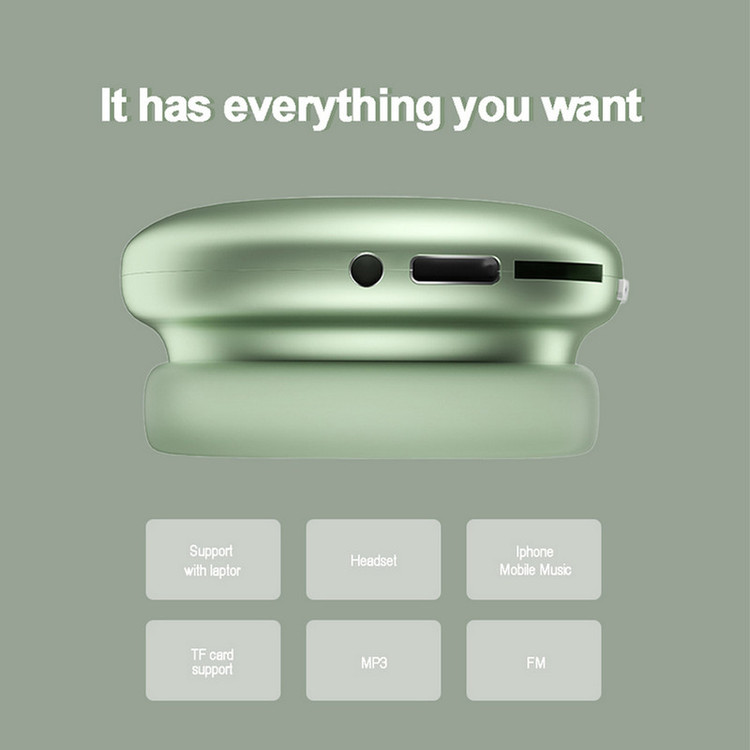 هدفون بلوتوثی مدل Airpods Max P9 بدون نویز کنسلینگ، درگاه شارژ USB Type-C، دارای میکروفون با کیفیت 105 دسیبل، مقاوم در برابر رطوبت و عرق