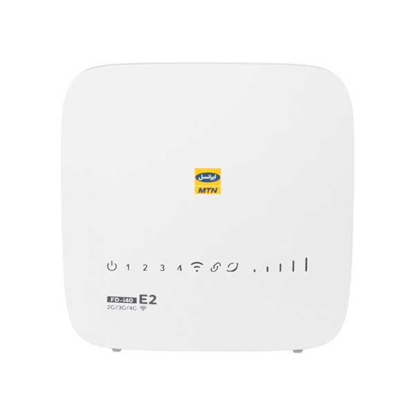 مودم سیمکارتی 4G ایرانسل مدل FDi40 E2 با سرعت دانلود 150 مگابیت بر ثانیه، پشتیبانی همزمان 32 کاربر، 4 پورت LAN، آنتن 5dBi و کلید اتصال سریع WPS