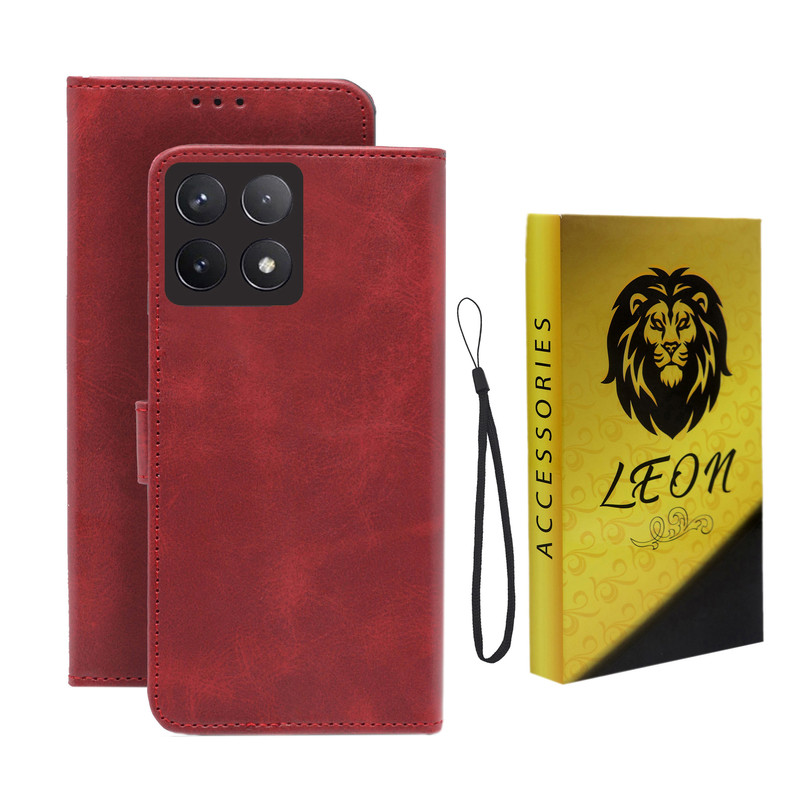 کیف کلاسوری لئون مدل Band Oro مناسب برای گوشی موبایل شیائومی Poco F6 Pro به همراه بندآویز
