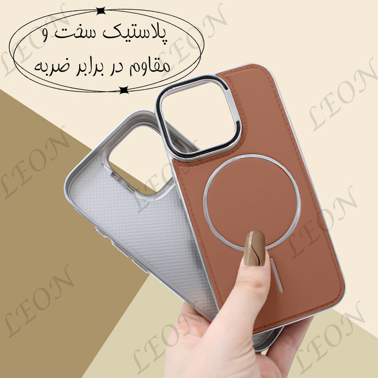 کاور لئون مدل چرمی مناسب برای گوشی موبایل اپل iPhone 16