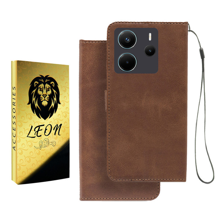 کیف کلاسوری لئون مدل Mortand Oro مناسب برای گوشی موبایل شیائومی Redmi Note 14 4G به همراه بندآویز