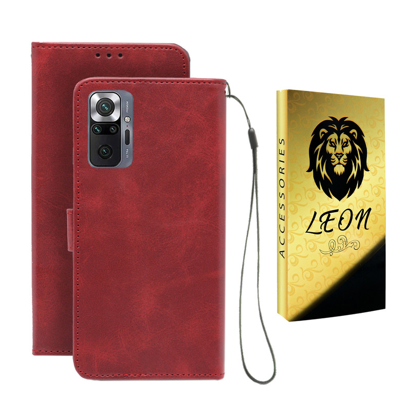 کیف کلاسوری لئون مدل Scusa Oro مناسب برای گوشی موبایل شیائومی Redmi Note 10s به همراه بند آویز