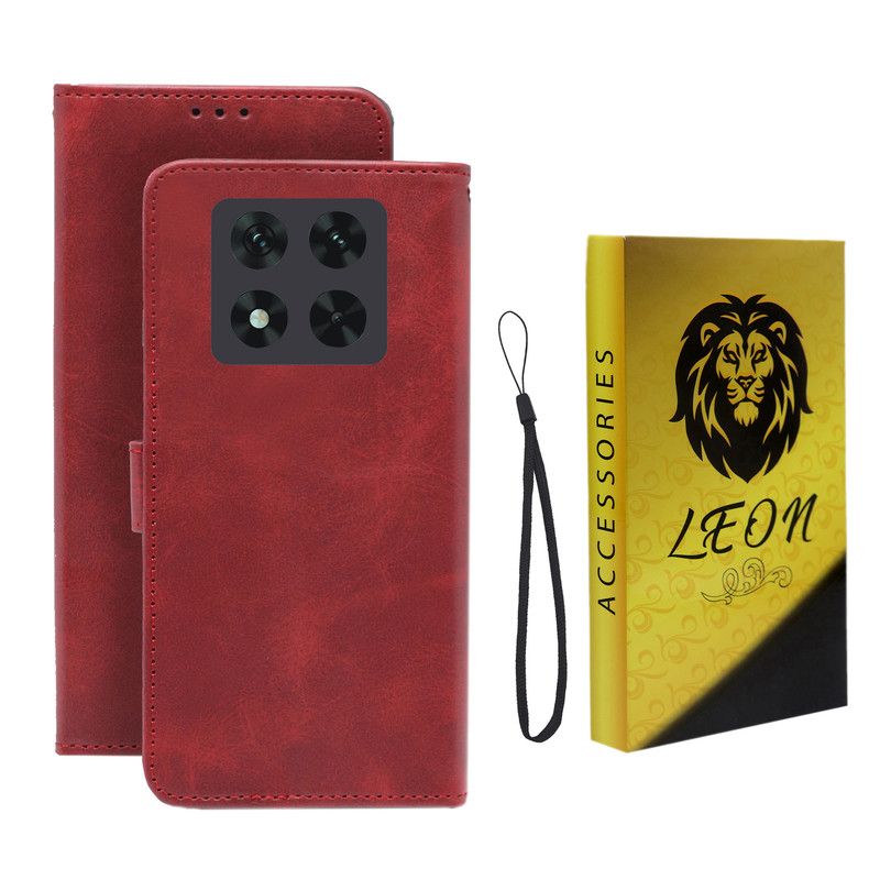 کیف کلاسوری لئون مدل Scusa Oro مناسب برای گوشی موبایل شیائومی Redmi Note 14 Pro 4G  به همراه بند آویز