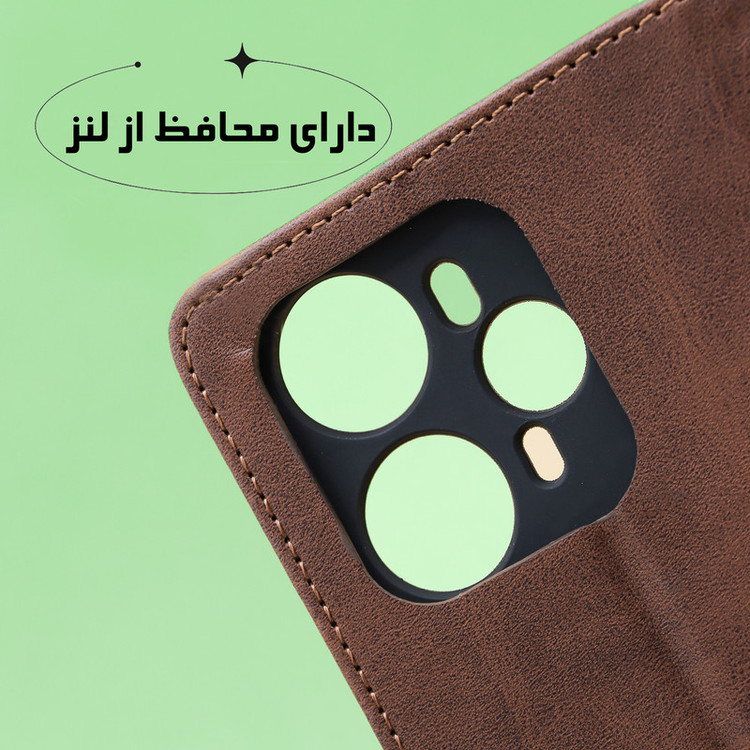 کیف کلاسوری لئون مدل Scusa Oro مناسب برای گوشی موبایل سامسونگ Galaxy A17 به همراه بند آویز