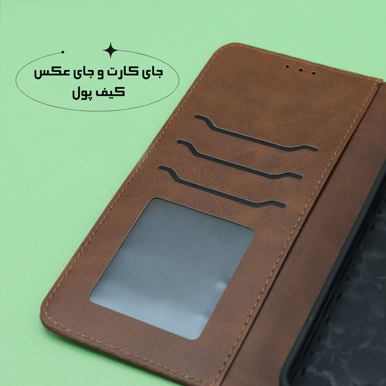 کیف کلاسوری لئون مدل Scusa Oro مناسب برای گوشی موبایل سامسونگ Galaxy A17 به همراه بند آویز