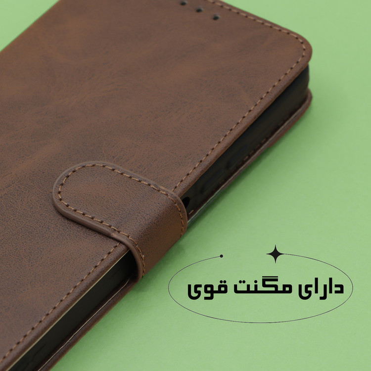 کیف کلاسوری لئون مدل Scusa Oro مناسب برای گوشی موبایل سامسونگ Galaxy A17 به همراه بند آویز