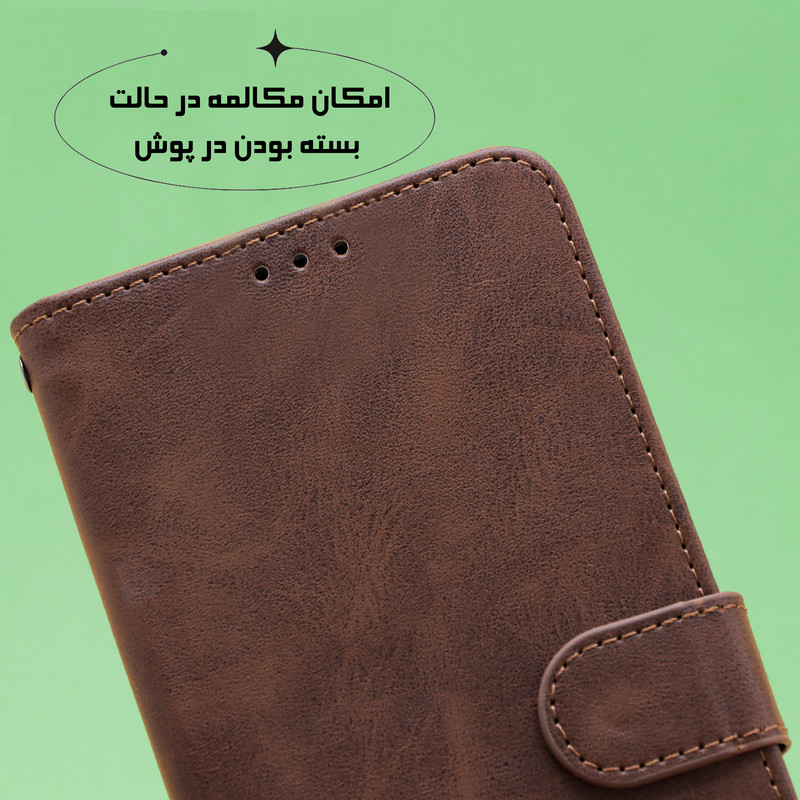 کیف کلاسوری لئون مدل Scusa Oro مناسب برای گوشی موبایل سامسونگ Galaxy A17 به همراه بند آویز