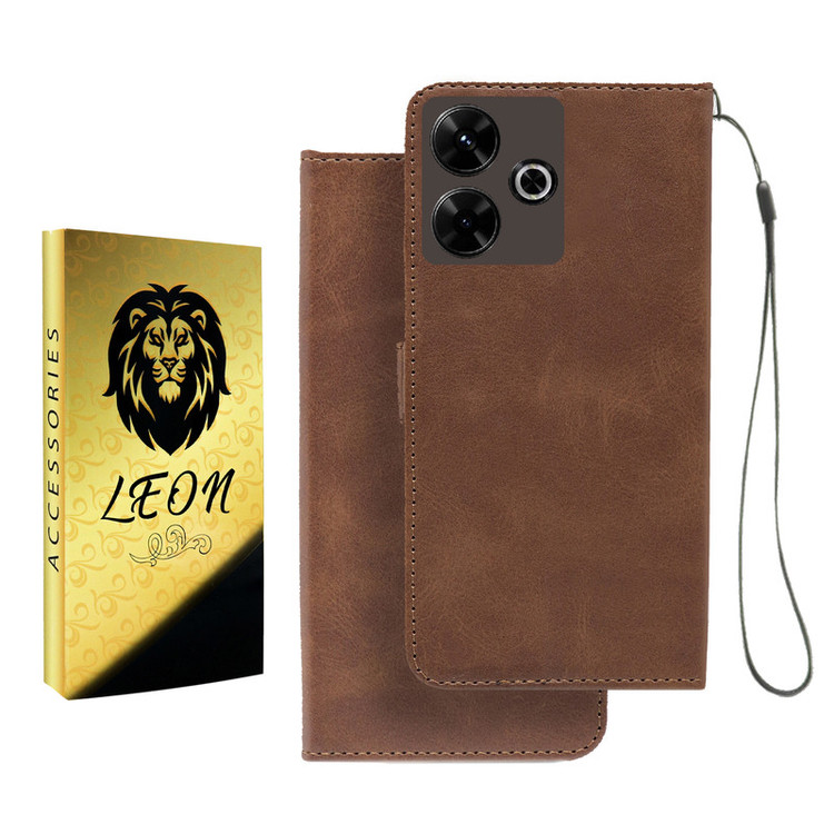 کیف کلاسوری لئون مدل Mortand Oro مناسب برای گوشی موبایل شیائومی Redmi 13X به همراه بندآویز
