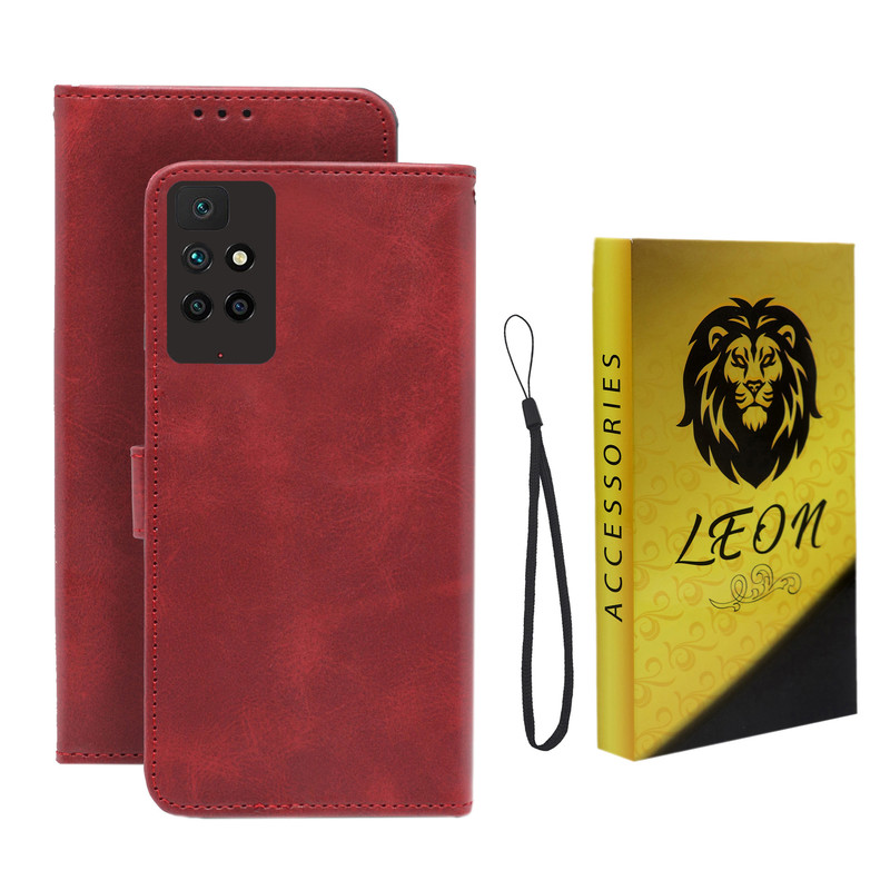 کیف کلاسوری لئون مدل Scusa Oro مناسب برای گوشی موبایل شیائومی Redmi 10 به همراه بند آویز