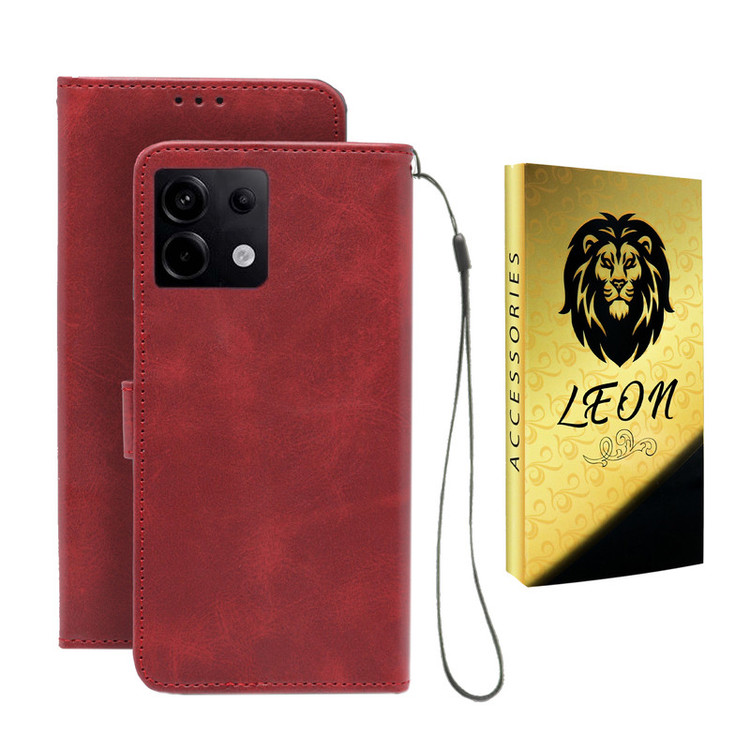کیف کلاسوری لئون مدل Scusa Oro مناسب برای گوشی موبایل شیائومی Redmi Note 13 Pro 5G به همراه بند آویز