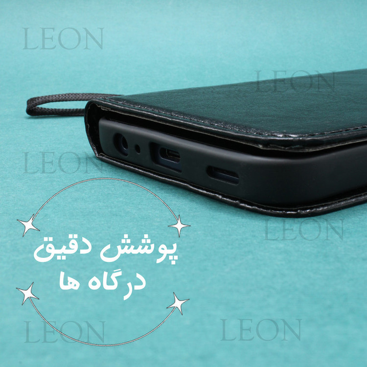 کیف کلاسوری مدل لئون Kiif_1 مناسب برای گوشی موبایل سامسونگ Galaxy A34 به همراه بند آویز