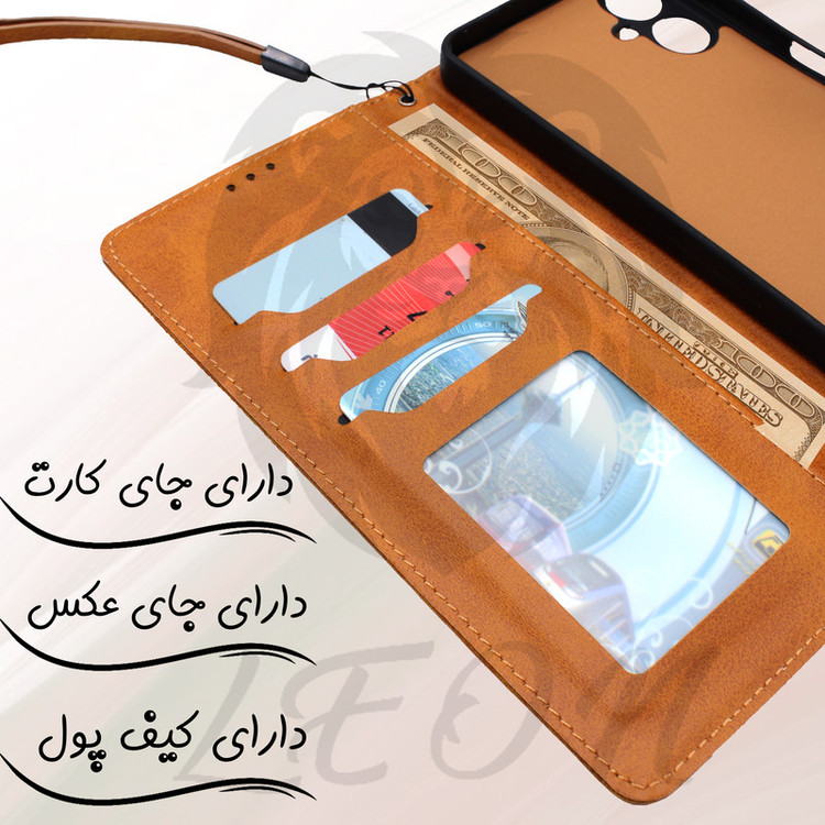 کیف کلاسوری لئون مدل Mokety مناسب برای گوشی موبایل سامسونگ Galaxy S22 Plus به همراه بندآویز