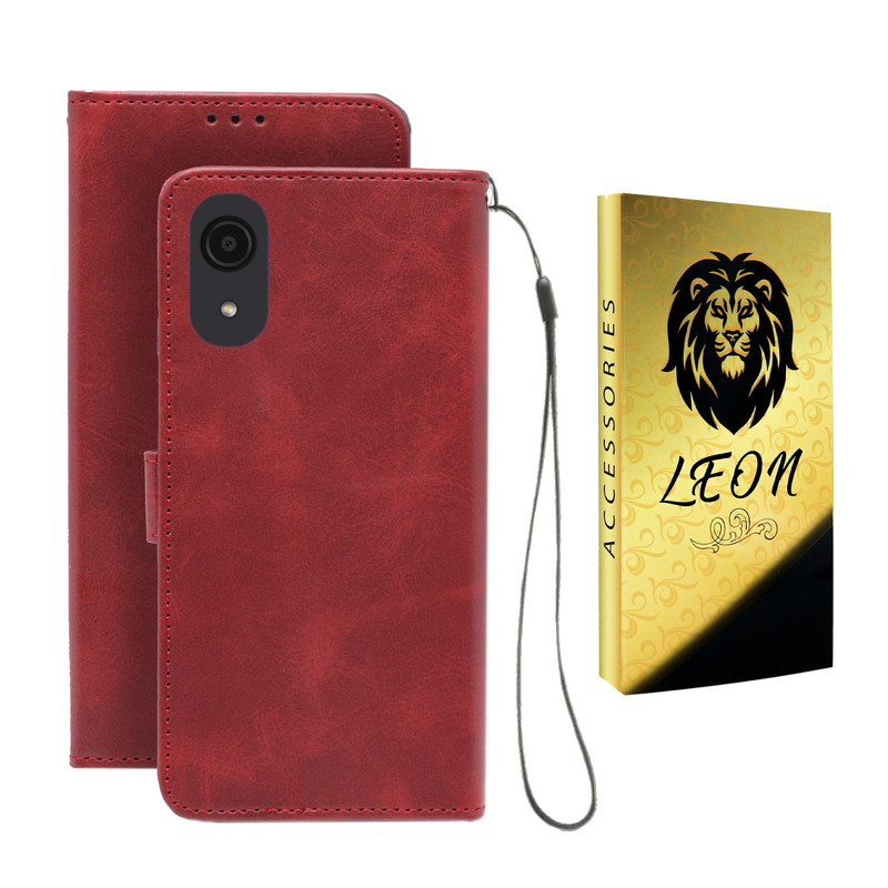 کیف کلاسوری لئون مدل Scusa Oro مناسب برای گوشی موبایل سامسونگ Galaxy A03 Core به همراه بند آویز