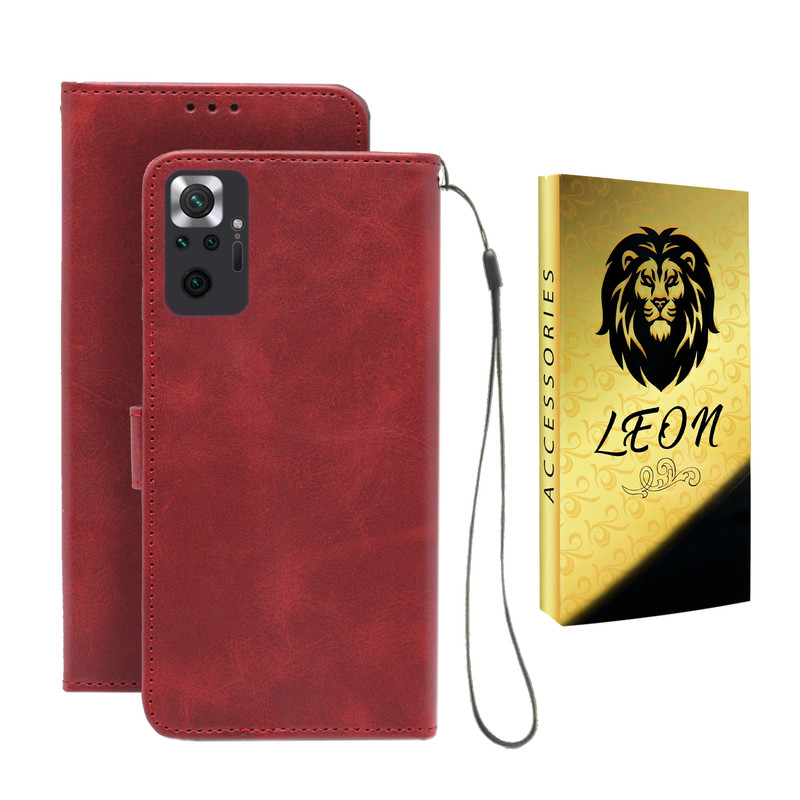 کیف کلاسوری لئون مدل Scusa Oro مناسب برای گوشی موبایل شیائومی Redmi Note 10 Pro 4G به همراه بند آویز